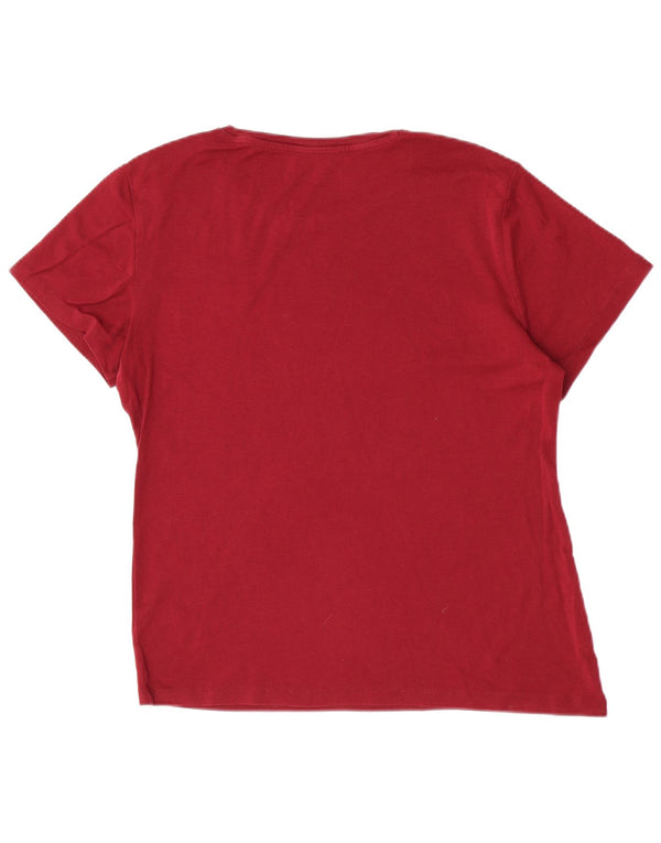 Tommy Hilfiger Dame T-Shirt Top UK 20 2XL Bourgogne Bomuld