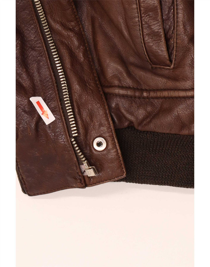 Vittorio Forti Herre læder Flight Aviator Jacket IT 52 XL Brun