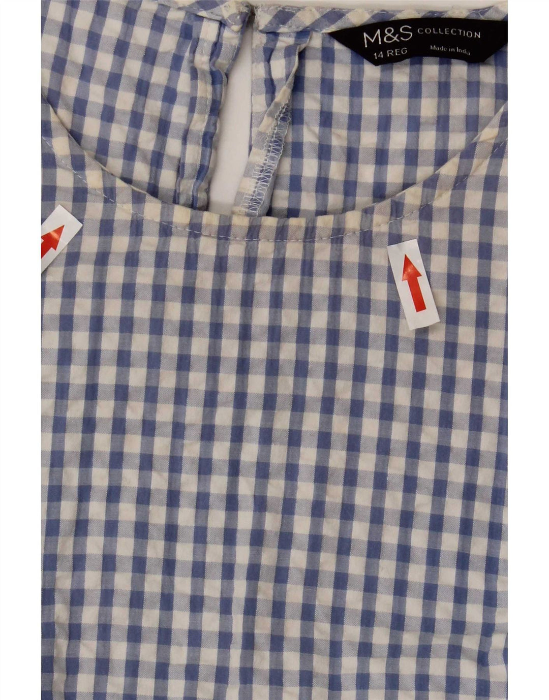 Marks & Spencer Dame Maxi Dress UK 14 Medium Blue Gingham Cotton
