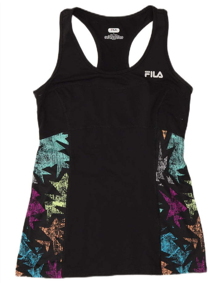 Fila Damevest Top UK 12 Medium Black Floral Polyester