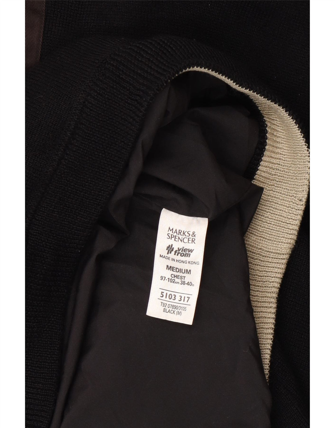 Marks & Spencer Herre Zip Neck Jumper Sweater Medium Sort Akryl