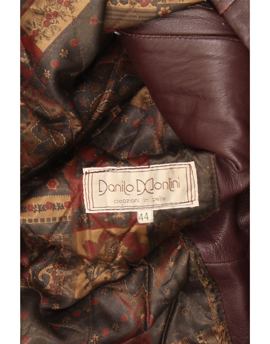 Vintage Dame Loose Fit Læderfrakke IT 44 Medium Burgundy Læder