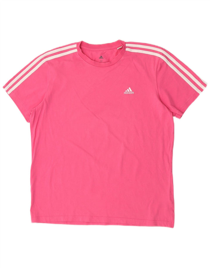 Adidas T-Shirt Top UK 12/14 Medium Pink Bomuld