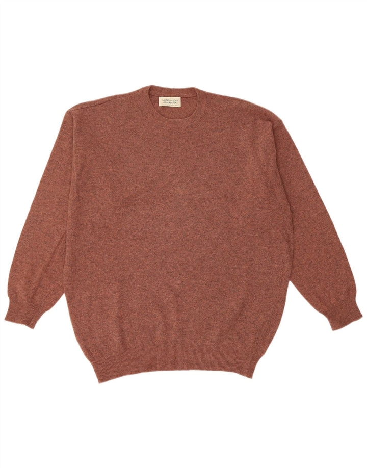 Benetton herre rund hals sweater stor brun ny uld