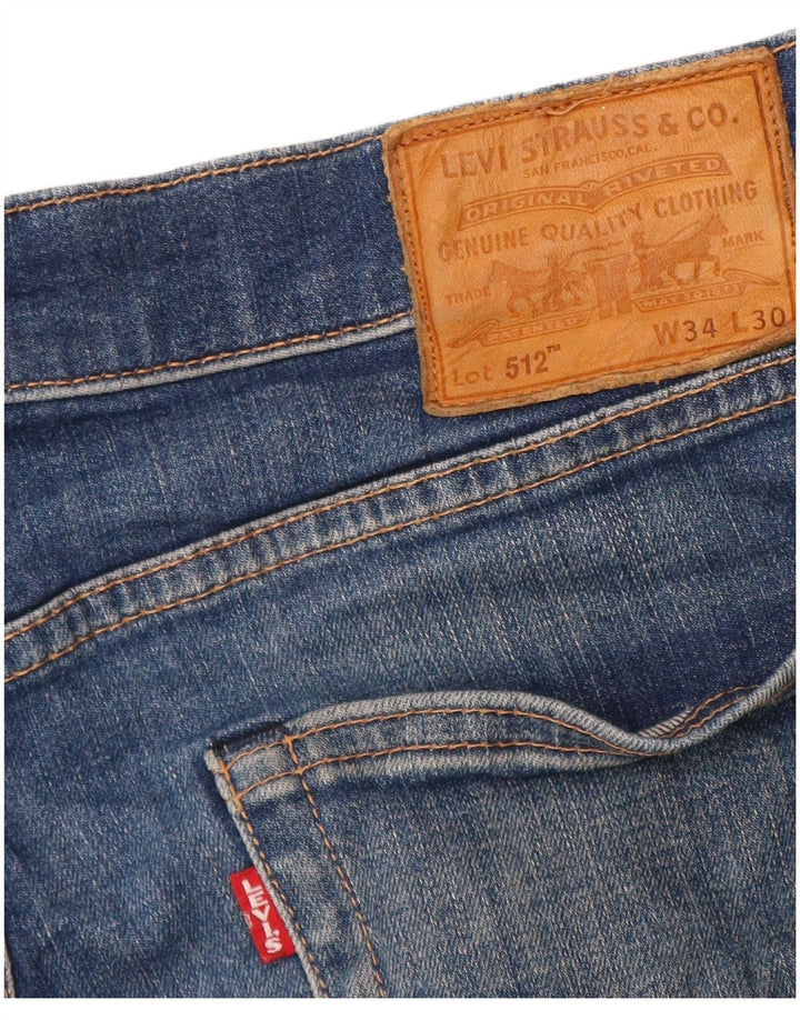 LEVI'S Herre 512 Slim Tapered Jeans W34 L28 Blå Bomuld