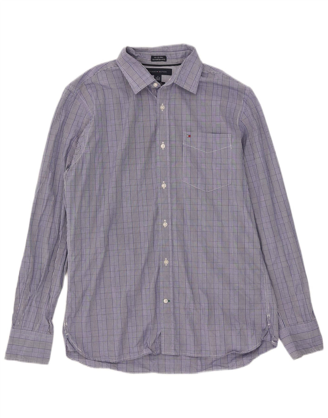 Tommy Hilfiger Herre Custom Fit Skjorte Størrelse 15 1/2 16 Medium Blue Check