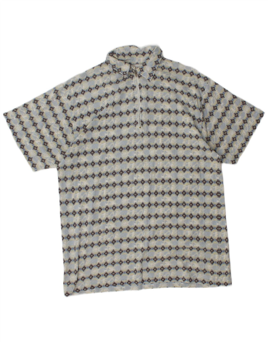 SAVVY Poloshirt med lynlås til mænd Medium Blue Argyle/Diamond Bomuld