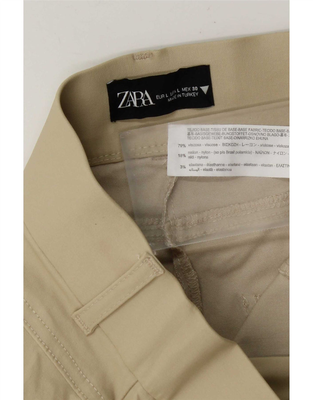 Zara Dame Bootcut Casual Bukser Large W30 L27 Beige Viscose
