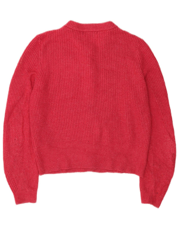 Marks & Spencer Dame Crop Cardigan Sweater UK 12 Medium Pink Akryl