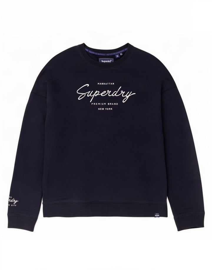 Superdry Graphic Sweatshirt Jumper UK 8 Small Navy Blue Viscose