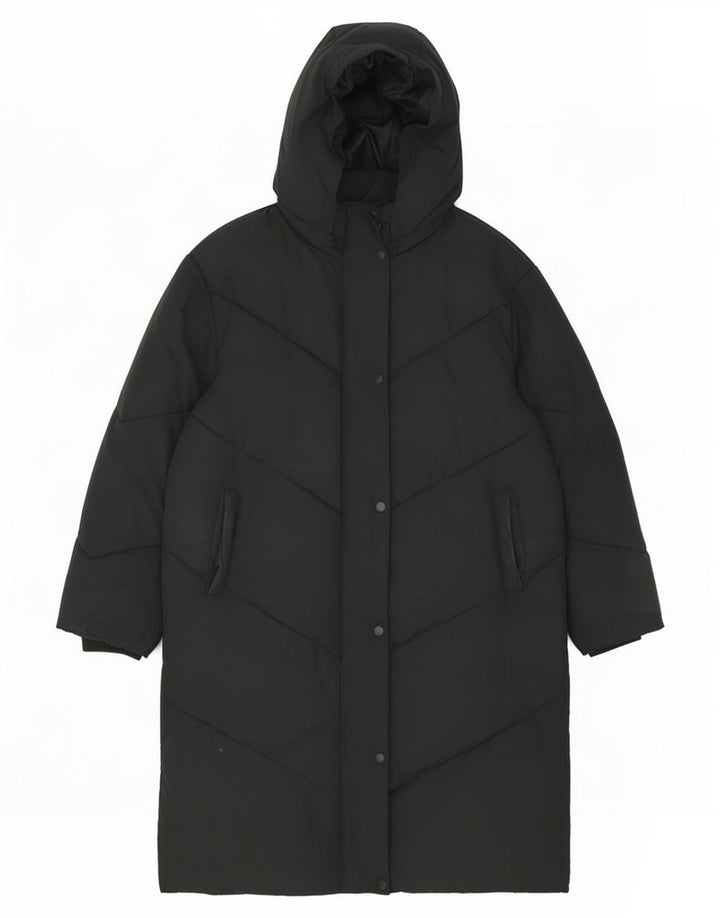 Whistles Dame Hætte Oversized Polstret Frakke UK 10 Small Black Polyester