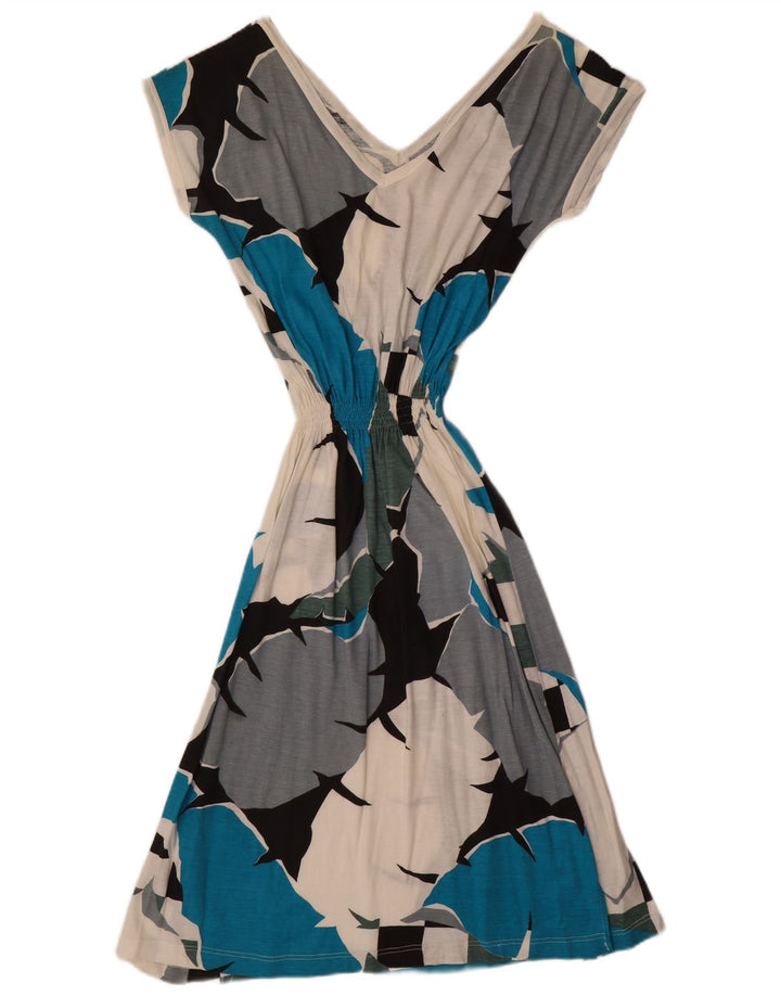 Vintage kvinders abstrakt mønster A-line kjole IT 42 Medium Flerfarvet