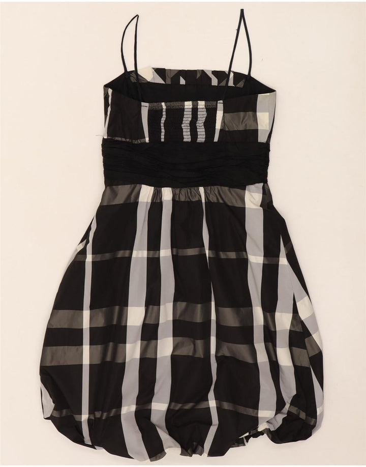 Zara Dame Ærmeløs Bubble Dress UK 8 Lille sort ternet polyester