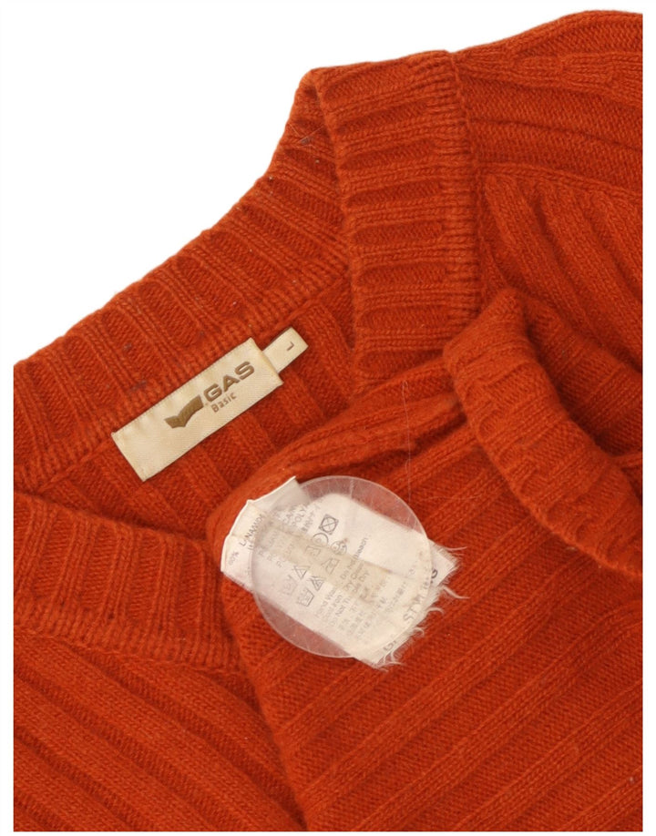 Gas Dame V-hals sweater UK 14 Stor Orange Uld