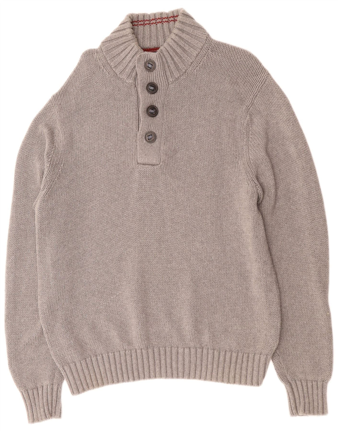 TOMMY HILFIGER Herre Button Neck sweater XL Grå Bomuld