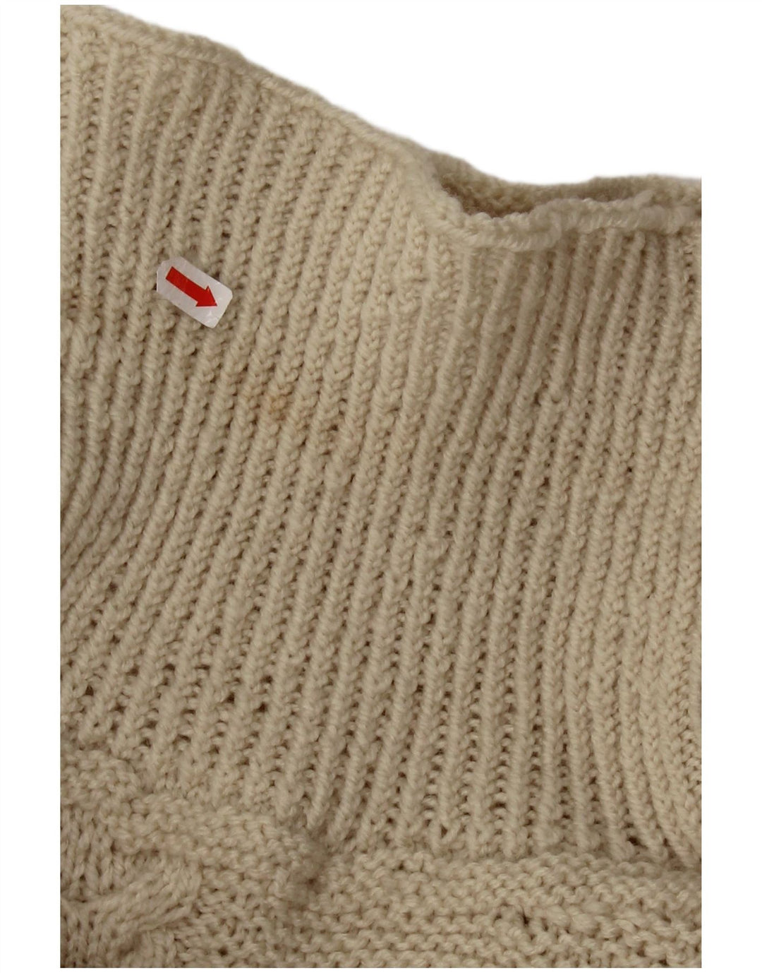 Vintage Dame Crop Roll Neck Jumper Sweater UK 20 2XL Off White