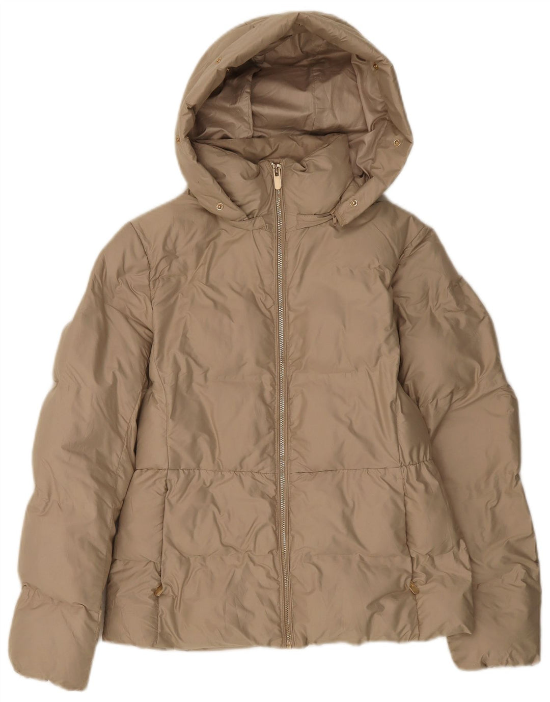 ZARA Polstret hættejakke til kvinder UK 14 Medium Beige Polyester