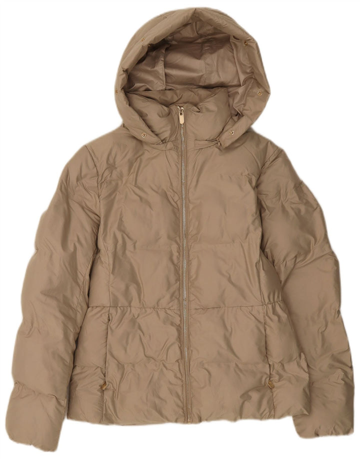 ZARA Polstret hættejakke til kvinder UK 14 Medium Beige Polyester