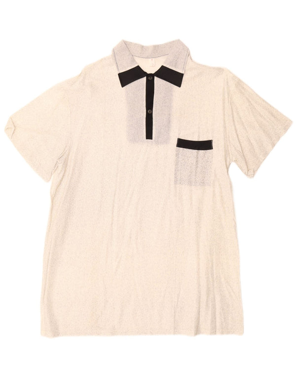 Vintage kortærmet herretrøje IT 52 Large Off White Flecked