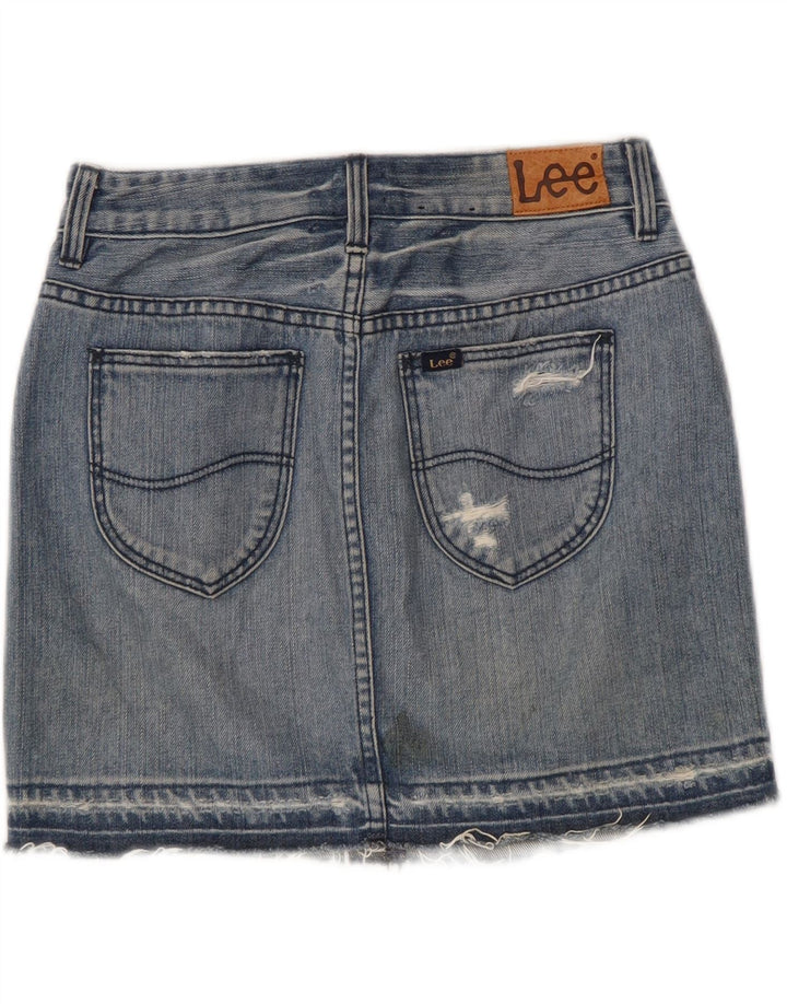 Lee Womens Distressed Denim Nederdel US 7 Medium W28 Blue Cotton