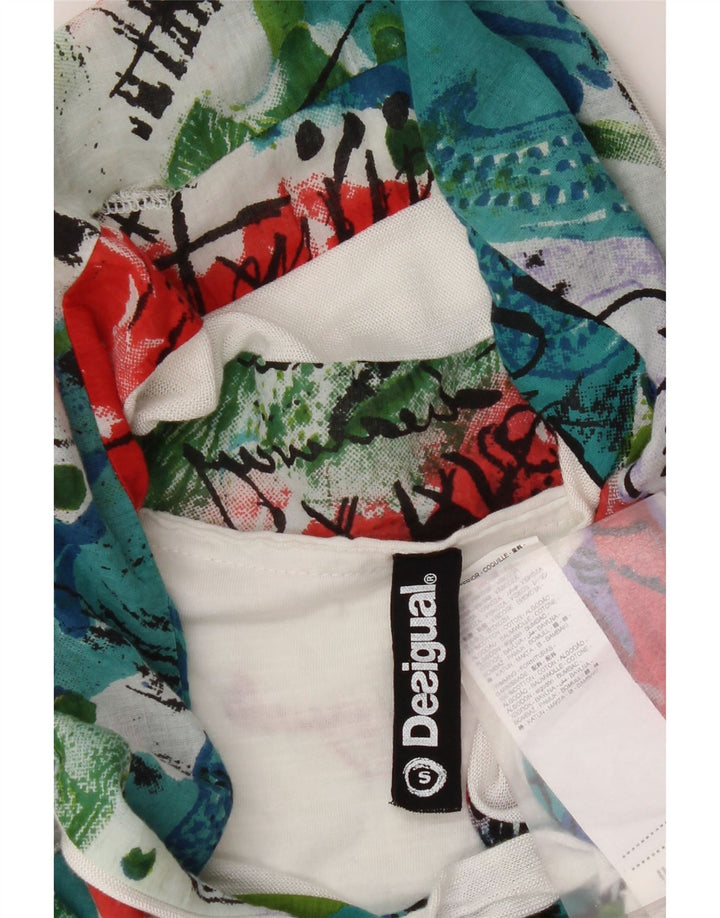 Desigual Dame Drop Neck Bluse Top UK 10 Small White Viscose