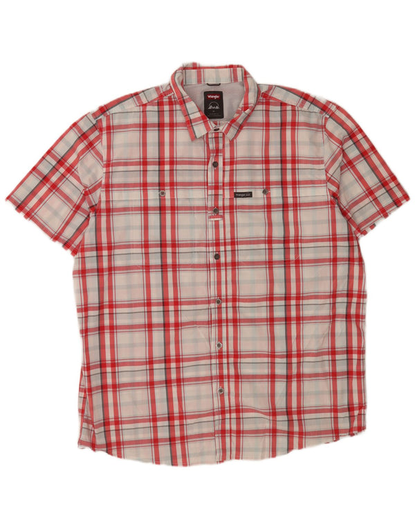 Wrangler Mens Short Sleeve Regular Fit Shirt XL Red Check Cotton