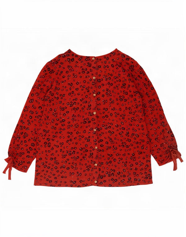 Fat Face Womens 3/4 Sleeve Blouse Top UK 10 Small Red Animal Print
