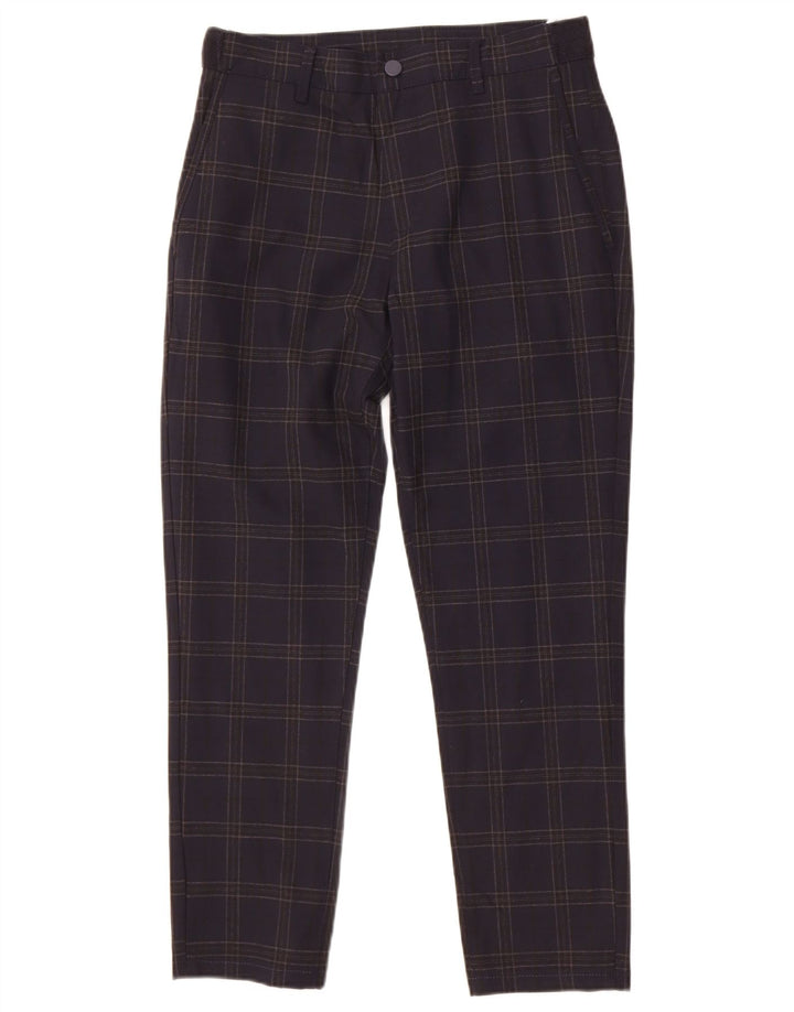 Zara koniske chinobukser til kvinder Small W28 L26 Marineblå ternet polyester