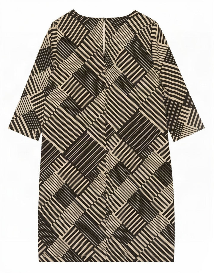 Marks & Spencer Dame 3/4-ærmet Shift Dress UK 12 Medium Sort Geometrisk