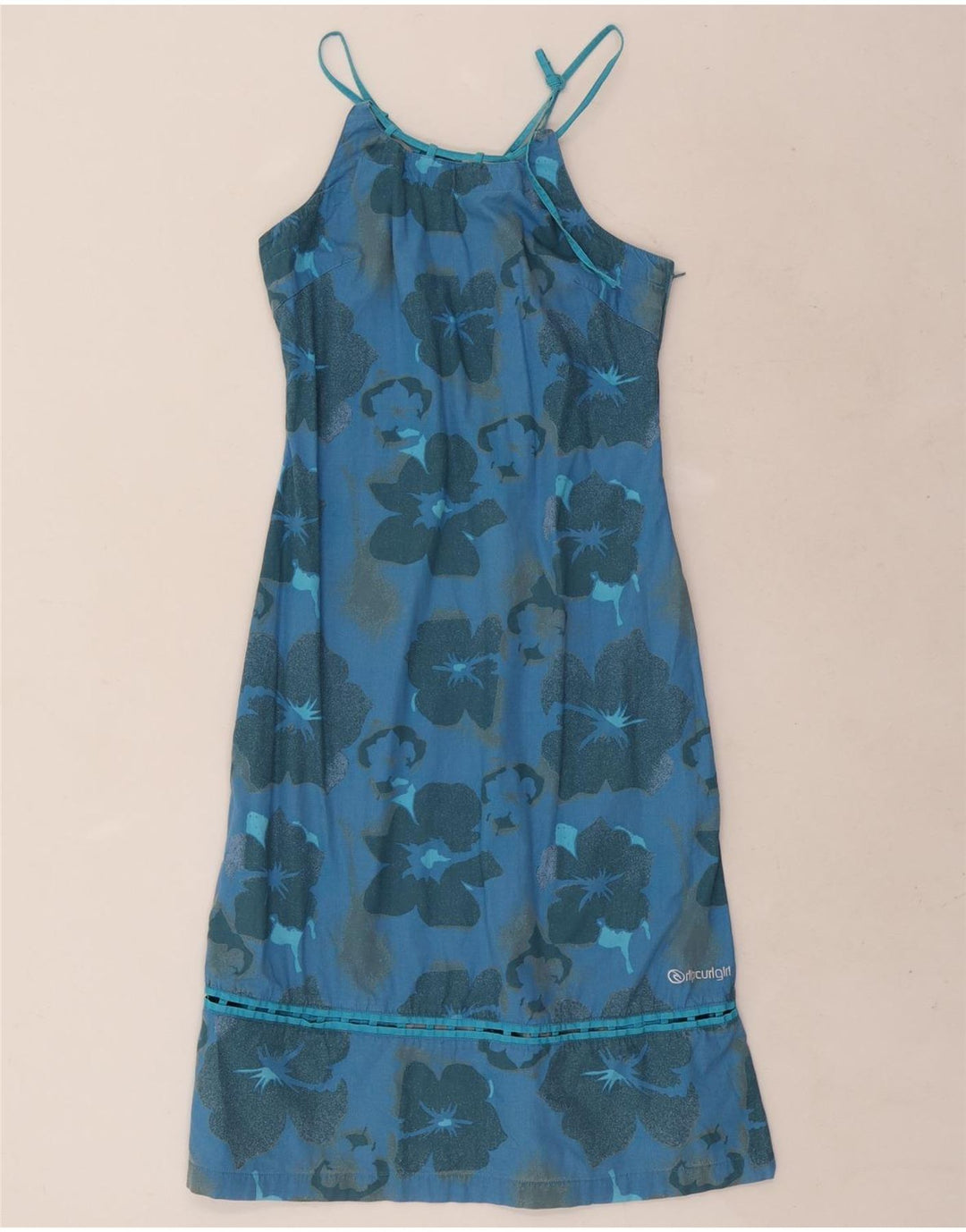 Rip Curl Dame Halter Dress EU 38 Medium Blue Floral Cotton