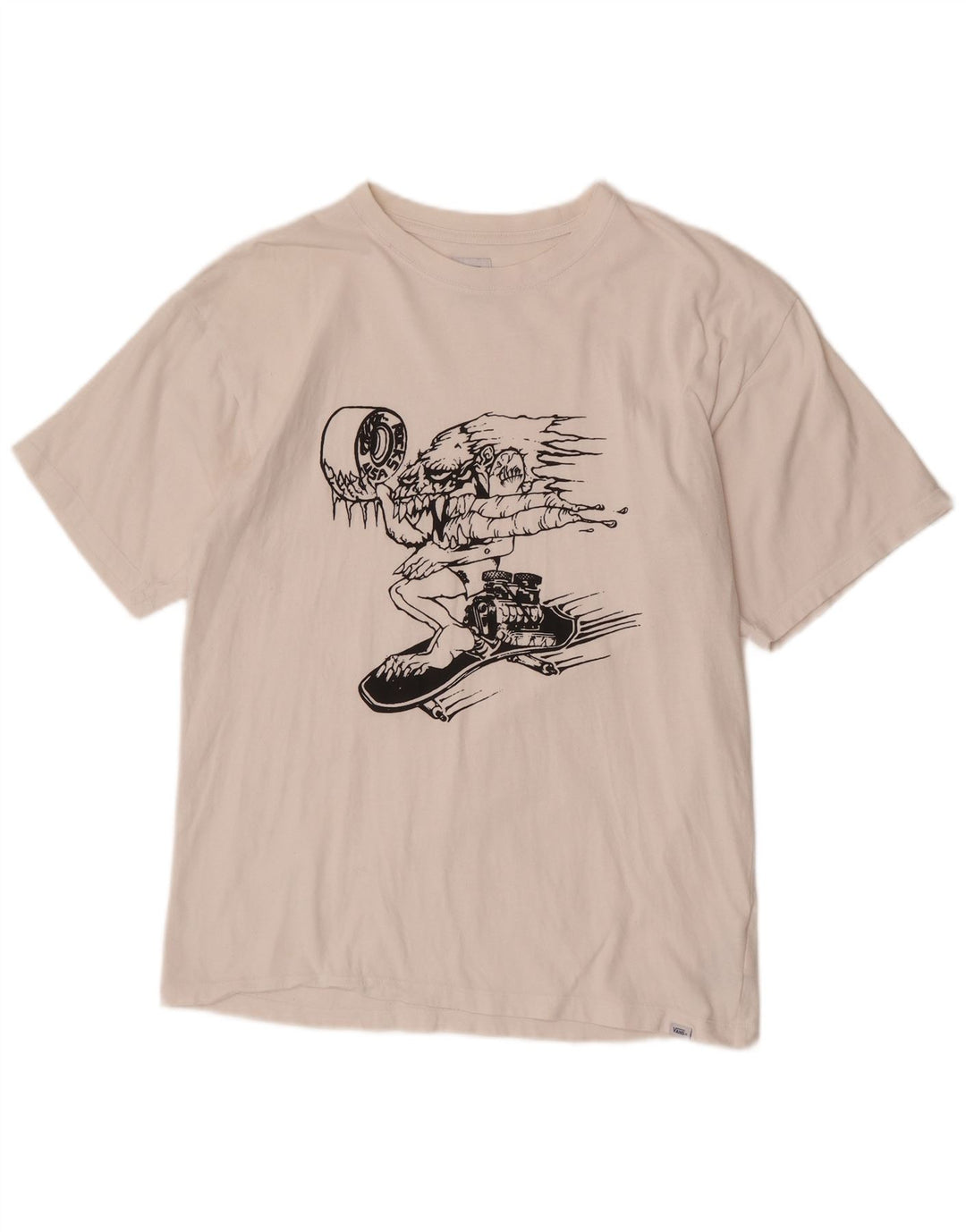 Vans Herre Regular Graphic T-Shirt Top Medium White Bomuld
