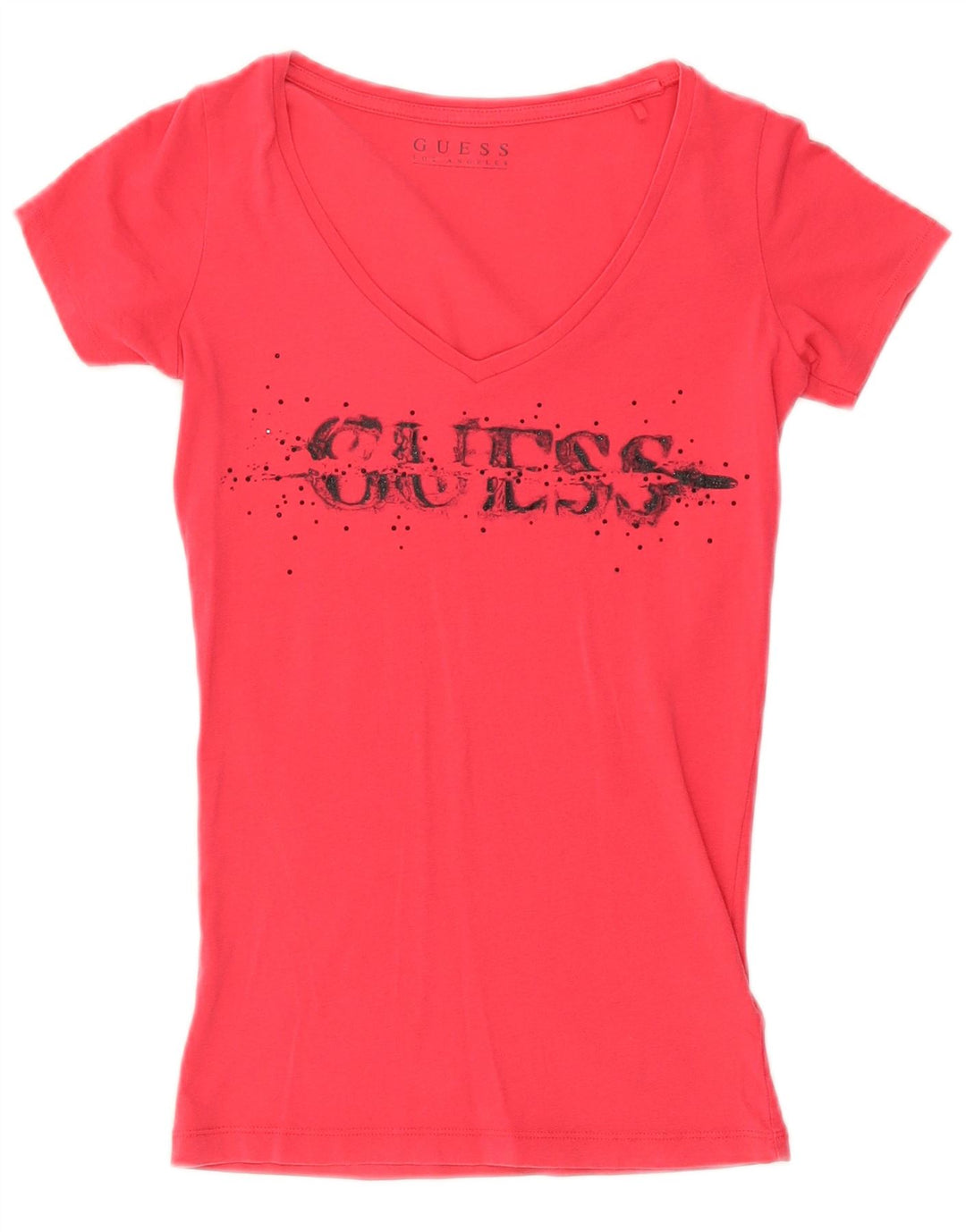 GUESS Grafisk T-shirt top til kvinder UK 4 XS Pink Bomuld