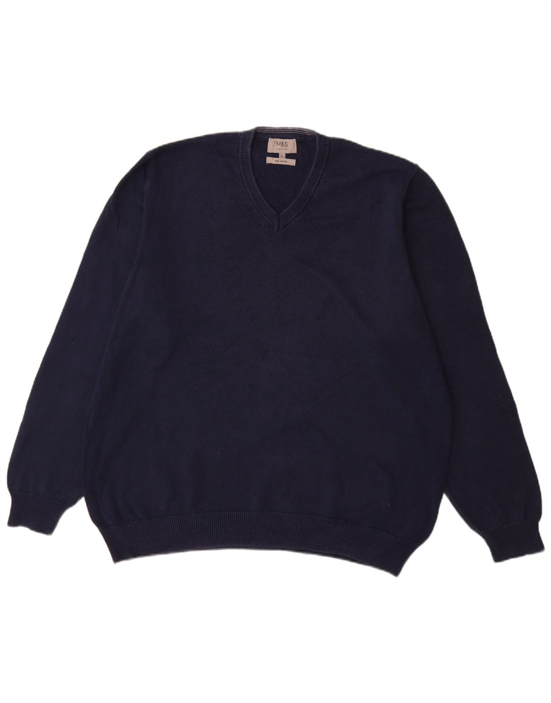 Marks & Spencer Herre V-hals sweater XL marineblå bomuld