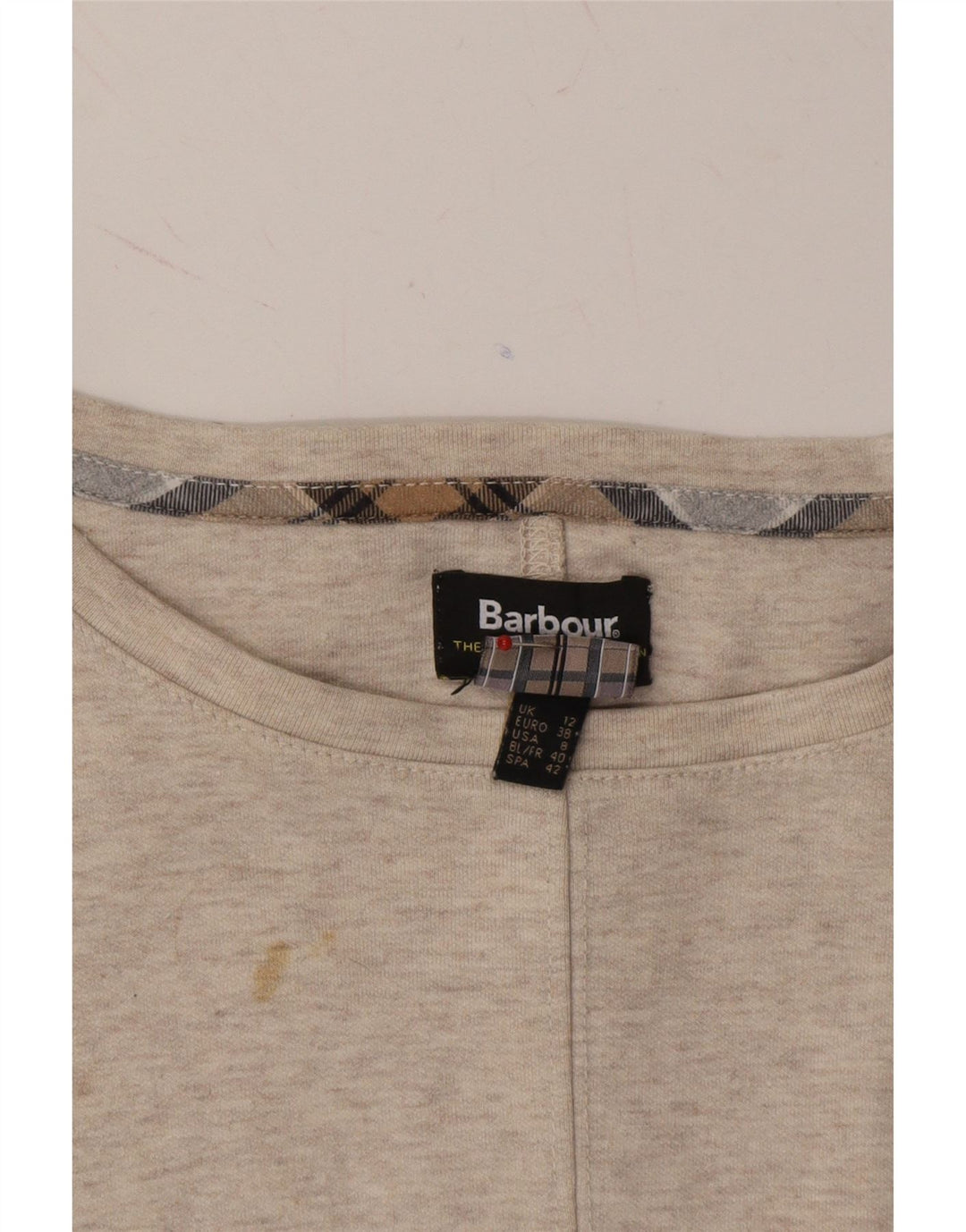 BARBOUR Womens Top Long Sleeve UK 12 Medium Beige Cotton Vintage Barbour and Second-Hand Barbour from Messina Hembry 