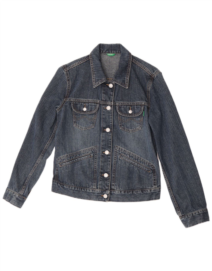 Benetton Dame denimjakke UK 10 Lille Blå Bomuld