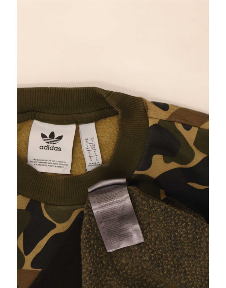 Adidas Herre Sweatshirt Jumper Small Khaki Camouflage Bomuld