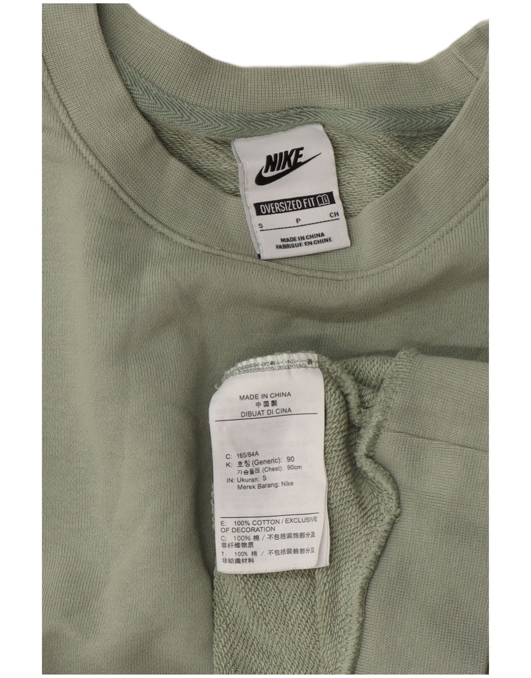 Nike Dame Oversized Sweatshirt Jumper UK 10 Lille grøn bomuld