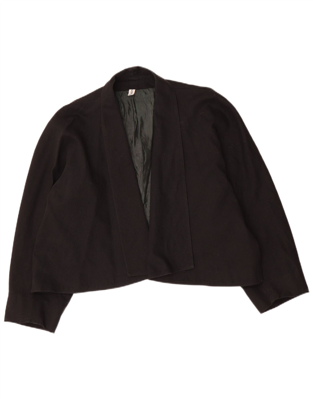 Vintage Dame Crop Open Blazer Jacket IT 48 XL Sort