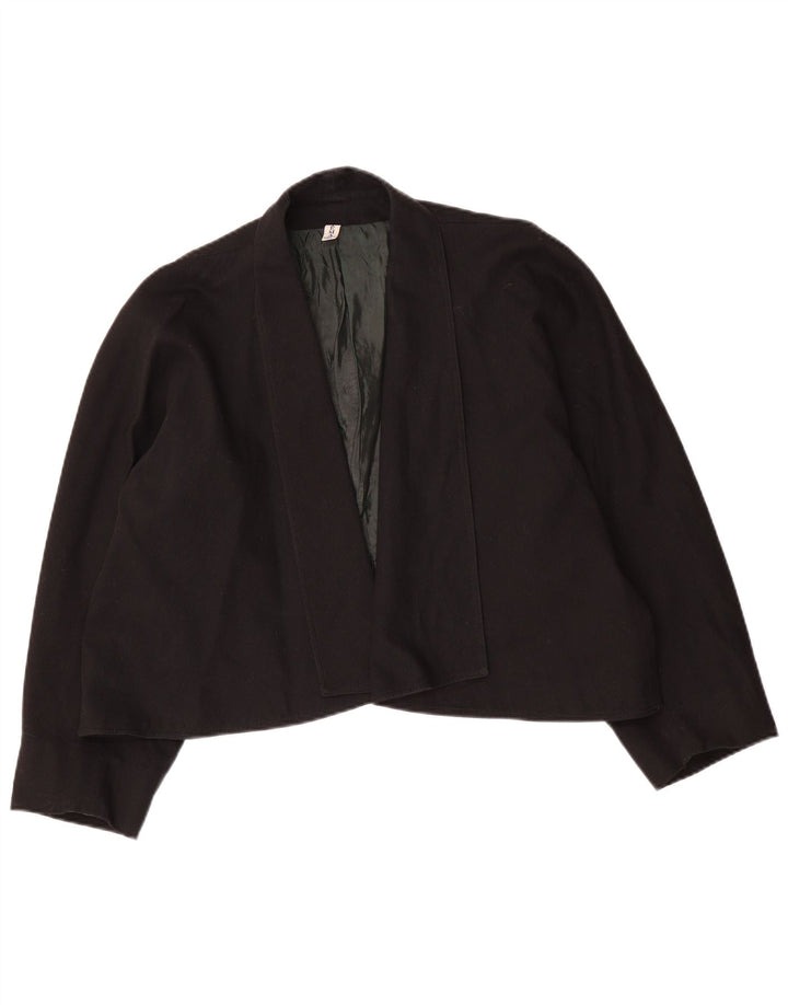 Vintage Dame Crop Open Blazer Jacket IT 48 XL Sort