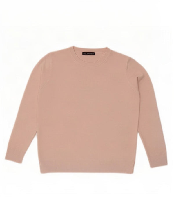 Marks & Spencer Womens Crew Neck Jumper Sweater UK 14 Large Pink Acrylic