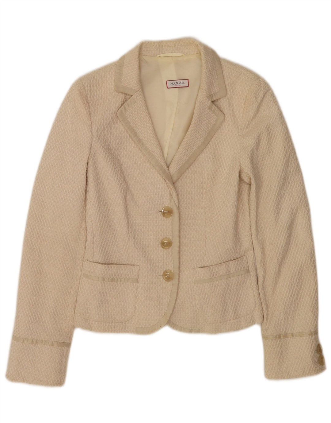 Max & Co. Dame 3-knaps blazerjakke UK 6 XS Beige Bomuld