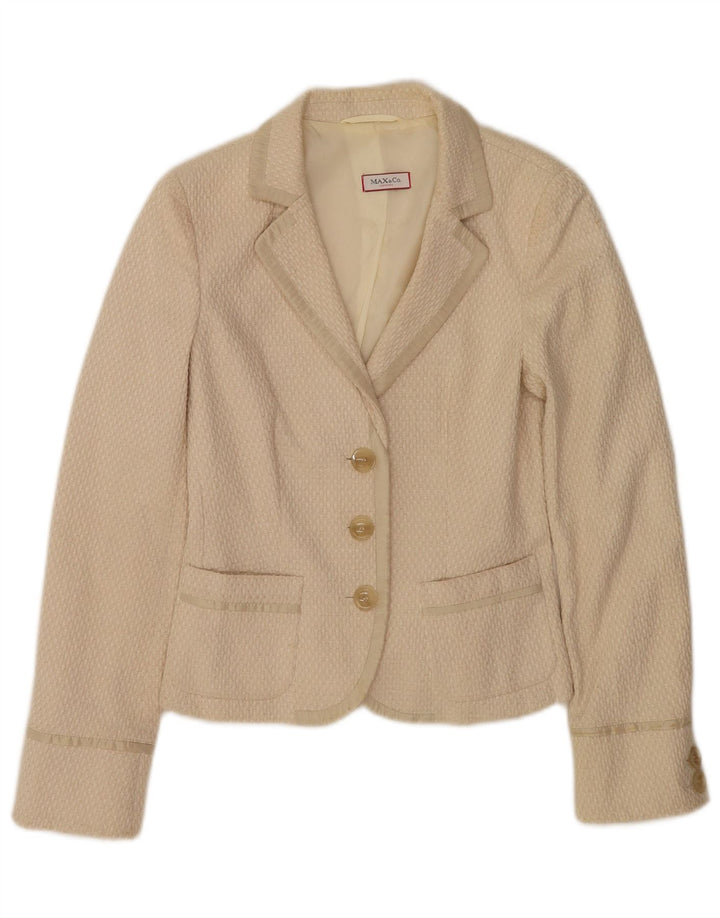 Max & Co. Dame 3-knaps blazerjakke UK 6 XS Beige Bomuld