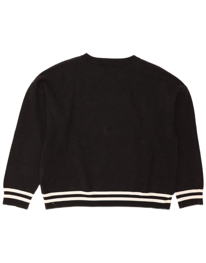 Dkny Dame Oversized Graphic Sweatshirt Jumper UK 16 Large Black Viscose