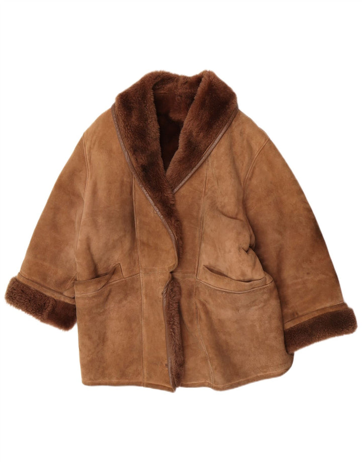 Vintage Dame Oversized Shearling jakke EU 40 Medium Brown Shearling