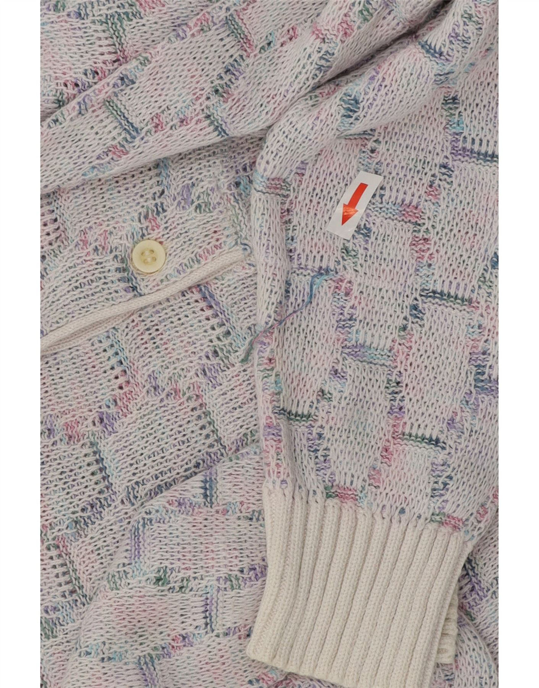 VINTAGE Herre polo-hals sweater mellemblå geometrisk