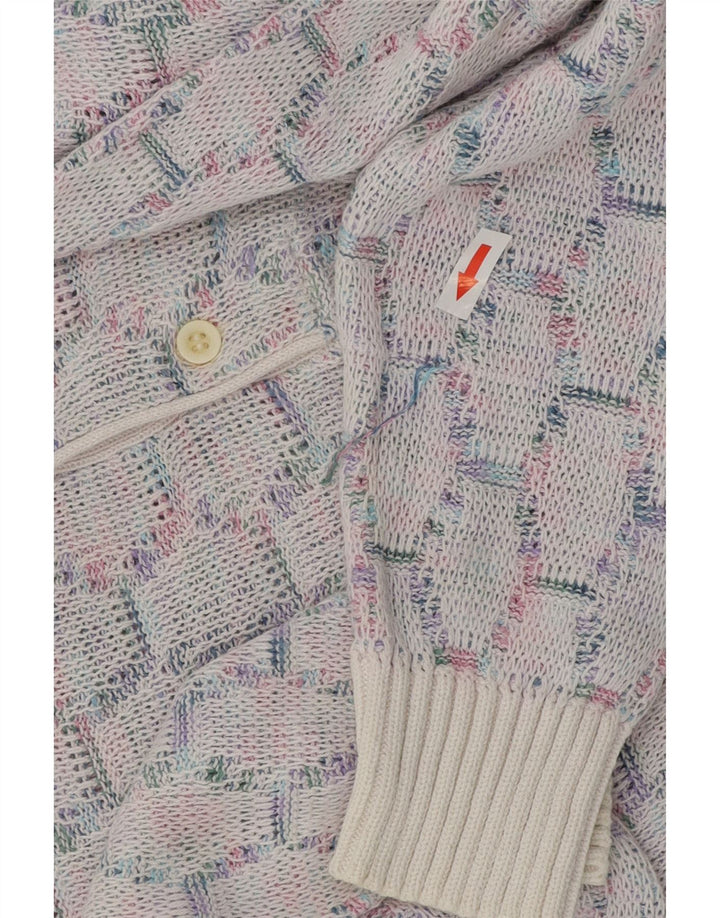 VINTAGE Herre polo-hals sweater mellemblå geometrisk