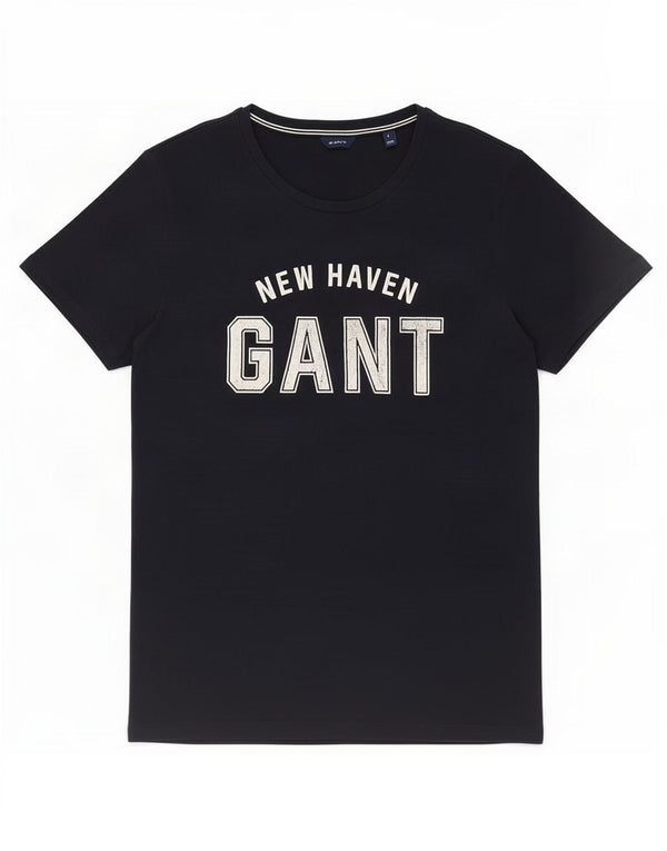 Gant Grafisk T-shirt top til kvinder UK 16 Stor marineblå bomuld