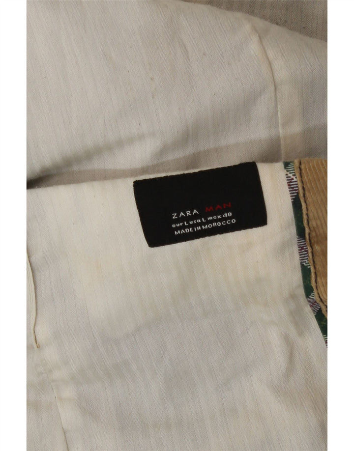 Zara Herre Corduroy 2 Button Blazer Jacket UK 40 Large Beige