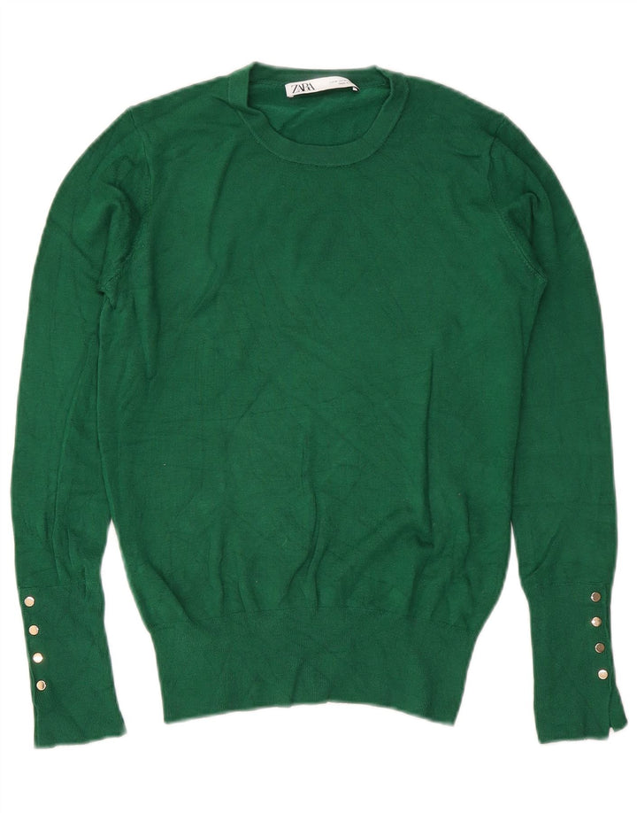 Zara sweater med rund hals til kvinder UK 12 Medium Green