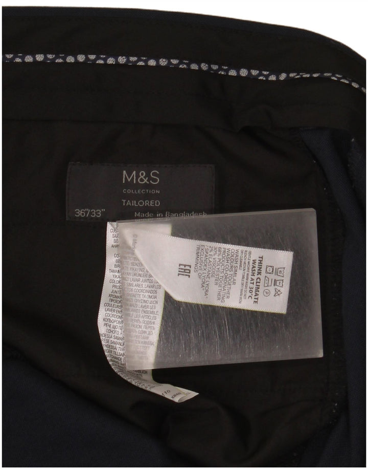 Marks & Spencer Skræddersyede jakkesætsbukser til mænd W36 L33 Marineblå polyester